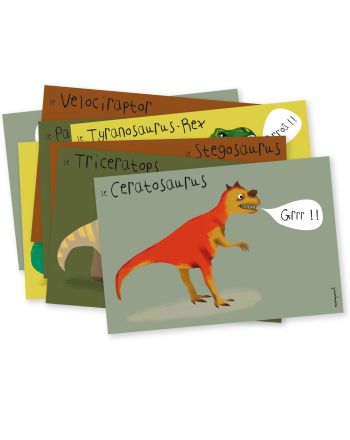 CARTES D'INVITATIONS - DINOSAURES - MULTICOLOR
