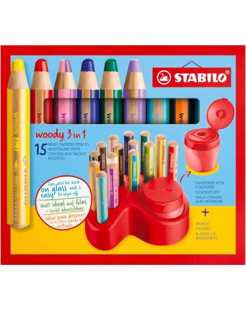 CRAYONS DE COULEURS - WOODY 3 IN 1 "ALL-IN-ONE" - MULTICOLOR