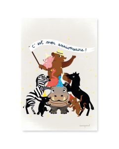 Cartes d'invitations - Pyramides d'animaux - Multicolore