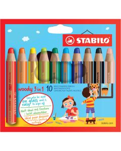 Crayons de couleurs - Woody 3 in 1 x 10 - Multicolore