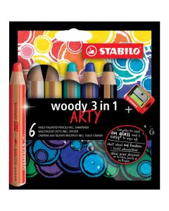 Crayons de couleurs - Woody 3 in 1 x 6 - Multicolore