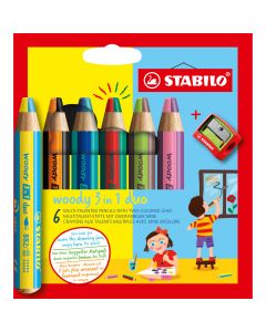 Crayons de couleurs - Woody 3 in 1 x 6 - Multicolore